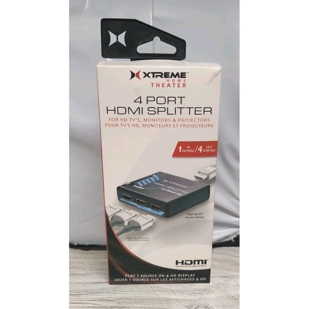 XTREME 4 Port HDMI Splitter, Great‎ for TV, Monitors, and Projectors